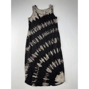 Saturday Sunday Anthropologie Tie Dye Midi Dress Black Grey Sleeveless L